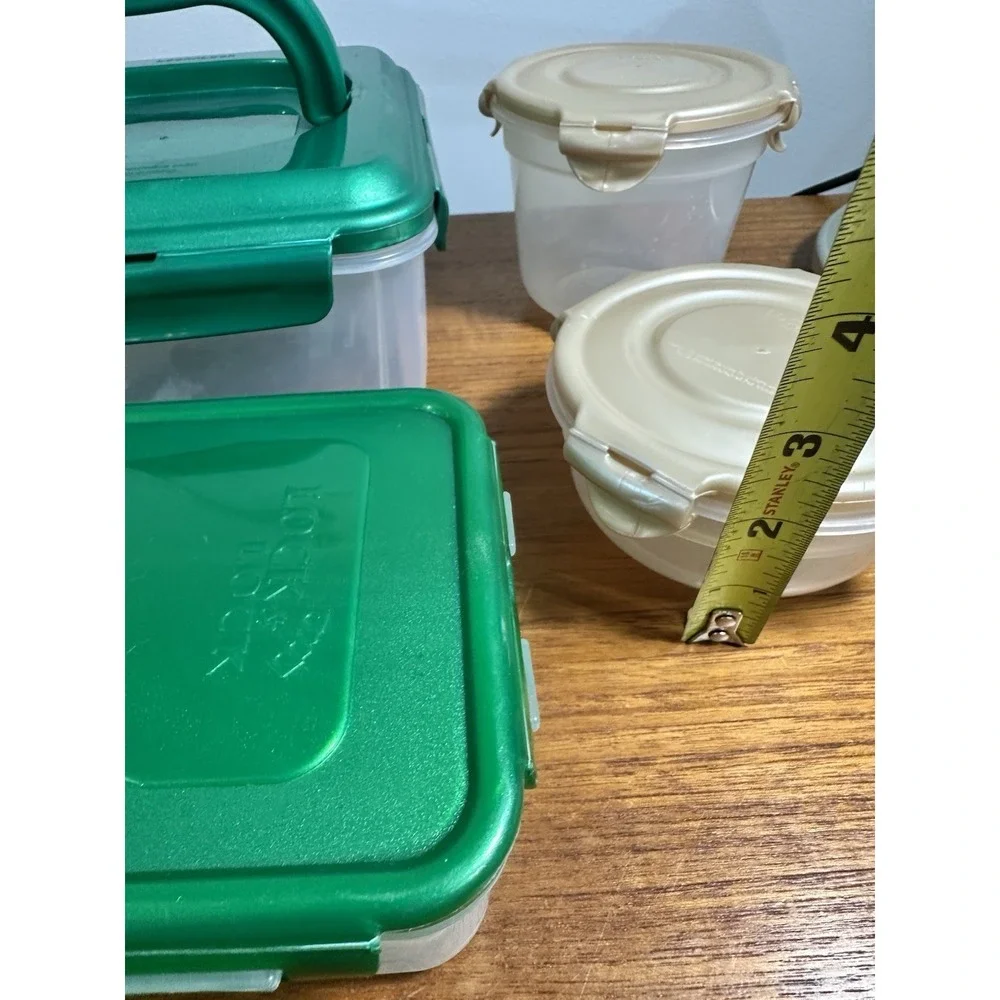 Lock N‎ Lock Set of 4 Nestable Containers, Green And Beige